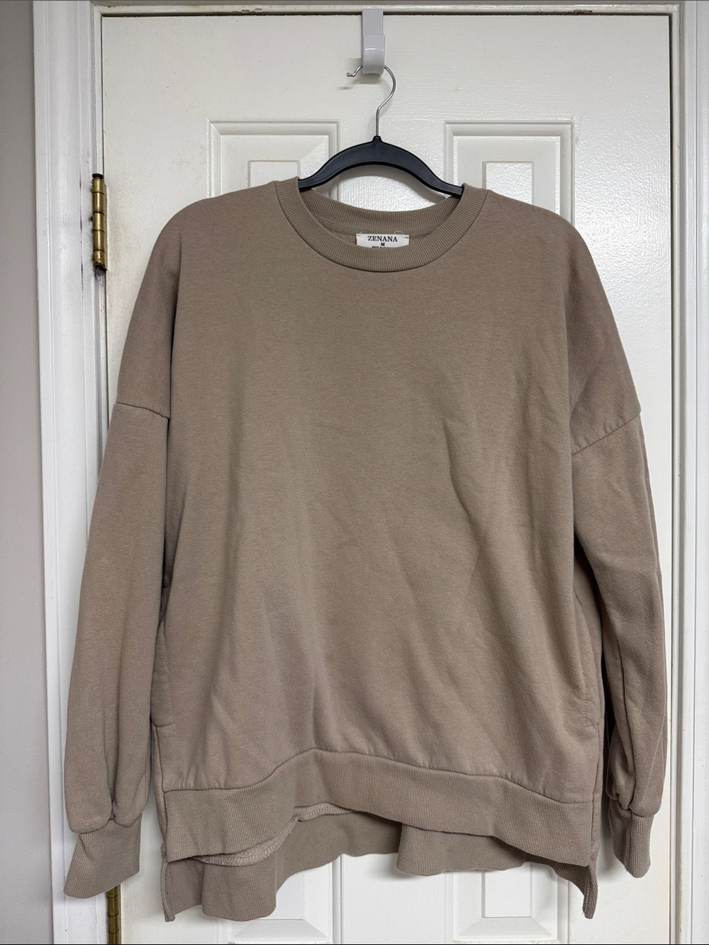 Zenana Outfitters Women’s Crewneck Sweater in Taupe - Picture 1 of 5